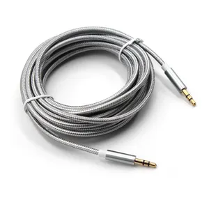 3ft 6ft Nylon Braid extension cordon d'alimentation de charge 3.5mm Stereo snaked audios jack Aux Audio Video speaker Cable