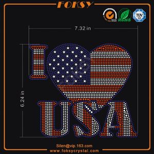 <span class=keywords><strong>J</strong></span>'aime USA hot fix strass coeur conception transferts - Product Image 1