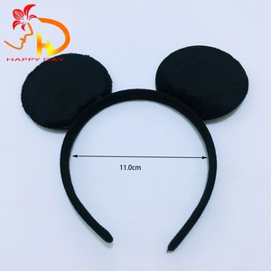 Solid Black Plastic Mouse Ears Plush <strong>Headband</strong> for Birthday <strong>Halloween</strong> Christmas Party-Unisex Daily Use HAPPY DAY - Product Image 2