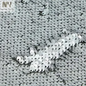 Nanyee Dệt Bột Sáng Bóng Xám Glitter Sequin Vải Trên Lưới