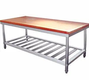 Commercial Kitchen Stainless Steel <strong>Work</strong> <strong>Table</strong> Wooden Cutting Board 500kg/m Load Capacity Self-Cleaning Coating for Hotels - Product Image 5