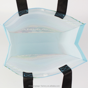 Sacs à provisions non tissés à coins ronds imprimés personnalisés avec des dessins simples Sacs fourre-tout stratifiés recyclés avec poignées <span class=keywords><strong>pour</strong></span> supermarché - Product Image 5