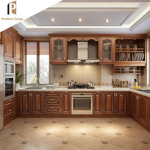 高級コンプリートキッチンキャビネットセット高品質アメリカ無垢材キッチンキャビネット - Product Image 5