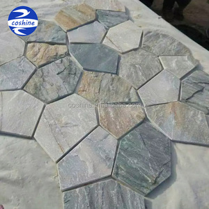 Malla respaldo irregular Laja piso interior azulejos, pizarra pavimento