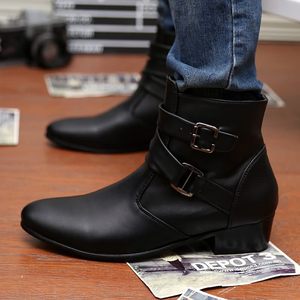Stivali alti in pelle PU stile moda <span class=keywords><strong>con</strong></span> stivali da <span class=keywords><strong>uomo</strong></span> <span class=keywords><strong>con</strong></span> cinturino e <span class=keywords><strong>cerniera</strong></span> - Product Image 4