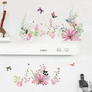 Living Room colorful pvc flower wall decal