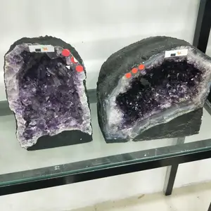 天然巴西紫水晶 Geode 紫色石英水晶簇紫色水晶石英 Geode 批发葡萄集群