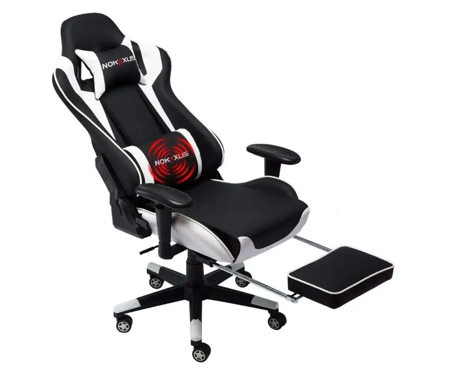 Gaming Chair Large Size High-Back Ergonomic Racing Seat mit Massage Lumbar Support und Footrest PU Leather 90-180