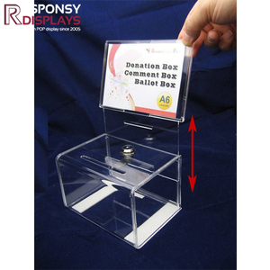 Rõ ràng <span class=keywords><strong>Acrylic</strong></span> Tabletop hộp hiển thị với khóa cho Tặng gợi ý bỏ phiếu an toàn bộ sưu tập trường hợp cho tổ chức từ thiện tổ chức sự kiện - Product Image 2