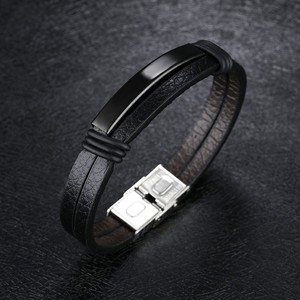 <span class=keywords><strong>Bracelet</strong></span> 30mm en <span class=keywords><strong>cuir</strong></span> et acier inoxydable pour <span class=keywords><strong>homme</strong></span>, <span class=keywords><strong>gravé</strong></span> noir - Product Image 5