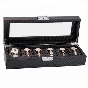 hot sale new design luxury carbon leather red stiches watches boxes