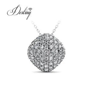 Premium Austrian Crystal Jewelry Silver 925 / Brass fashion square pendant necklace for women Destiny Jewellery