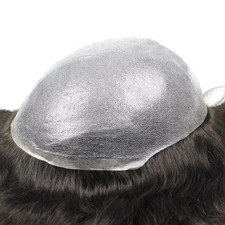 Da mỏng toupee người đàn ông tóc giả xoăn tóc người đàn ông toupee tóc con người 6 inch Cổ Phiếu da toupee V Vòng 0.03mm 0.06mm