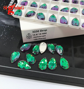 Di alta qualità magico verde eliotropio cucire su pietre a goccia gemme sciolte K9 strass a dorso piatto per body abiti da ballo latino - Product Image 4