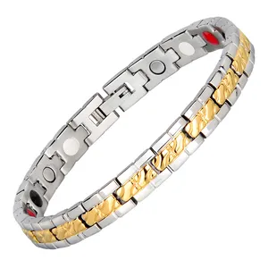 Hottime Magnetic Fashion Stainless Steel With 4 in 1 Energy Health Wholesale Negative Ion Bracelet