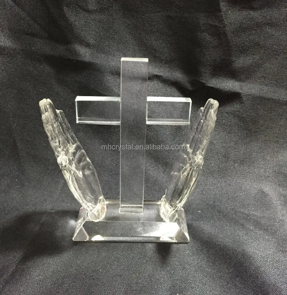 CHRISTIAN CRYSTAL CROSS WITH PRAYING HANDS MH-15043