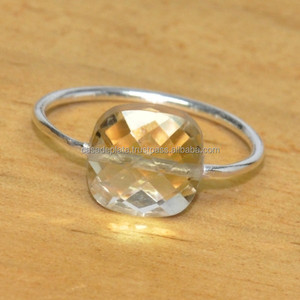 Lemon Quartz pierre naturelle Coussin Cut Gemstone jewelry , 925 Sterling Silver Gemstone ring Classic Fashionable Ring For Unisex. - Product Image 1