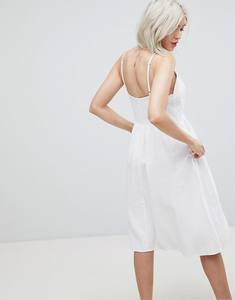 Placchetta con bottone a collo a V a girocollo a vita con spalline regolabili con spalline in <span class=keywords><strong>lino</strong></span> <span class=keywords><strong>bianco</strong></span> abito Casual abiti Casual Sexy - Product Image 5