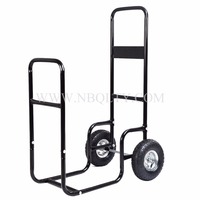 Nouveau Noir Chariot De Bois De Chauffage Cheminée Bois Porte-Housse Porte-Chariot Roulant Chariot
