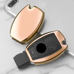 TPU 汽车钥匙盖案例壳袋保护梅赛德斯奔驰 3 按钮钥匙持有人与钥匙扣