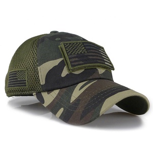 Operador tático personalizado Camuflagem Sports Baseball Cap EUA Bandeira Patch Outdoor Caça Cap Gancho <span class=keywords><strong>Loop</strong></span> Street Mesh Tecido Feito EUA - Product Image 5
