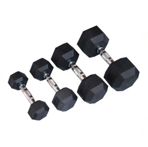 Cheap Custom logo 10kg 20kg Weight Lifting Fitness <strong>Rubber</strong> Coated Hex <strong>Dumbbell</strong> - Product Image 3