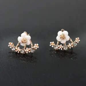 时尚金色雏菊耳环贝壳珍珠花设计耳环女批发NS8039963