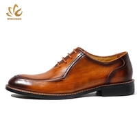 Chaussures habillées en cuir véritable pour hommes, à lacets, style européen, très populaires, pour soirée – Meilleures ventes