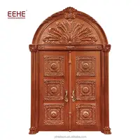 Main double door wooden design for house half round wooden entry doors guangzhou