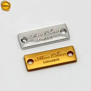Sinicline best factory hot custom women lingerie metal tags gold clothes label