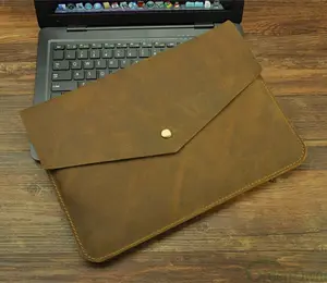 Iyi bir seçim hakiki deri el yapımı özel boyutta logo renk macbook hava kapağı, laptop çantası için macbook, laptop çantası