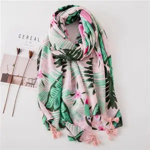 Chine Fournisseur Femmes Dame Jeune Style Foulard en Coton Imprimé Floral Pour Les Voyages De Plage, Vacances Et Vivre JTVOVO