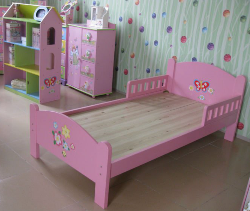 Pink Modern Wood Kids Bed with