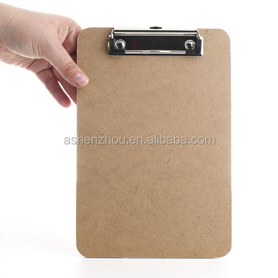 China wholesale price custom different size MDF writing wooden cardboard clipboard for office