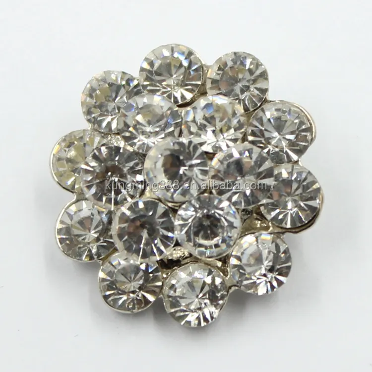 Ronda de diamantes de imitación de botón con grandes cristales facetados de precio de fábrica