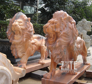 Statue d'animaux en marbre rose, sculpture de lion, 1 pièce, meilleures ventes