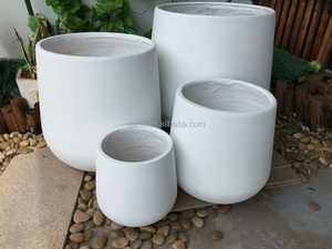 Pots de fleurs ronds en argile fibreuse blanche, vente, haute résistance, légers, grands, pour jardin extérieur, fleurs/plantes vertes, sol moderne - Product Image 2