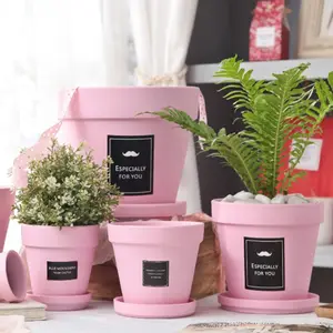 欧洲Ins粉色创意水泥陶花盆用花/绿色植物圆形100 Pcs桌面粉末涂层