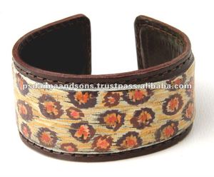 กำไลข้อมือหนังทำมือ,ดีไซน์ล่าสุดสง่างามปรับรูปร่างได้สำหรับส่งออก - Product Image 1