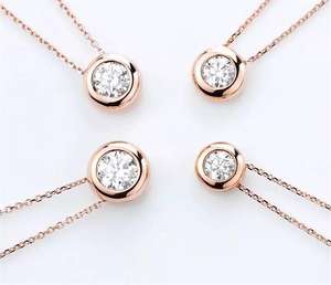 Ensemble de bijoux pour femmes, pendentif en or Rose/blanc, colliers 1,0 ct, 18K, nouvelle collection - Product Image 1
