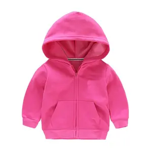 Customized logo design fleece children pullover plain girl kids blank printed zipper hoodies for girl