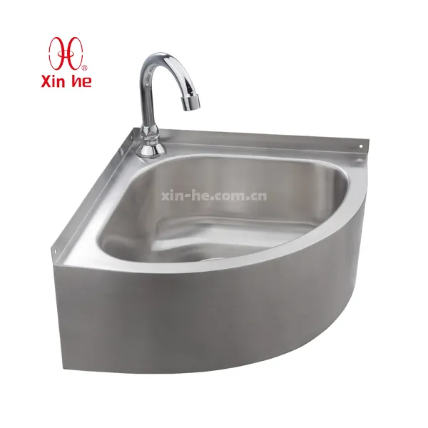 Évier d'angle large en acier inoxydable, lavabo de salle de bain