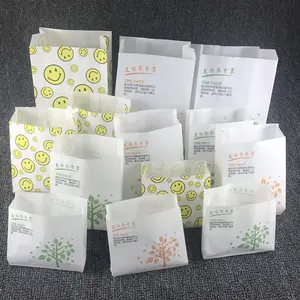 White Burger Bread Hamburger Donuts Wrapping Greaseproof Paper Bag Offset Printing Food Grade Sandwich Paper Food Custom PE
