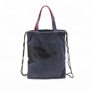 Hediye moda pamuk Tote çanta özel tuval büzmeli sırt çantası