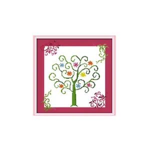 NKF The tree of life (2) DMC Cross Stitch Kits For Embroidery Pattern 14CT 11CT Crafts DIY Needlework Knitting Needles C268