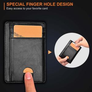 <span class=keywords><strong>Porte</strong></span>-cartes fin minimaliste, portefeuille de poche avant pour <span class=keywords><strong>homme</strong></span>, en <span class=keywords><strong>cuir</strong></span>, avec protection RFID pour cartes de crédit - Product Image 3