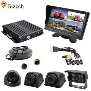 Top Sale 7inch monitor 4 channels car camera truck MDVR video recorder vehicle DVR with 4 camera kit