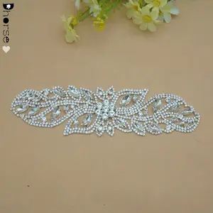 Groothandel decoratieve Bridal Crystal Rhinestone Sash Applique Metalen Terug Versiering DH-RE2907