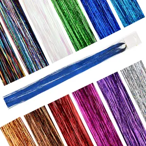 Haar Klatergoud Strengen 47 Inches Fonkelende Glanzend Haar Klatergoud Extensions Multi-Kleuren Haar Streak Bling Haarstukken 12 Kleuren