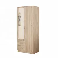 Eververt mdf — miroir et garde-robe à 2 portes, design simple et moderne avec 2 tiroirs en bois